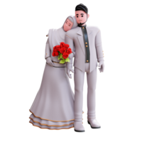 ilustração de casal de noivos de personagem 3d png