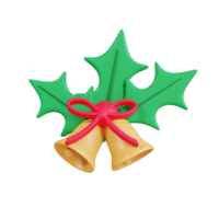 3d icon christmas mistletoe and bell png