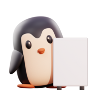 ilustração 3d de pinguim fofo png