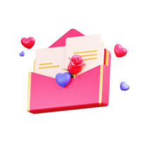 objet d'amour de courrier de la saint-valentin 3d png