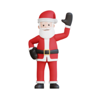 personagem 3d de mascote de papai noel acenando png