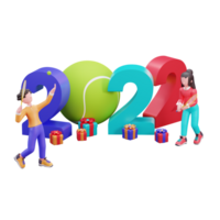 plantilla de banner de feliz año nuevo 2022 con concepto de diseño de tenis creativo de ilustración 3d png