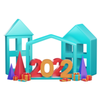 gelukkig nieuwjaar 2022-sjabloon voor spandoek met 3d illustratie creatief ontwerpconcept png