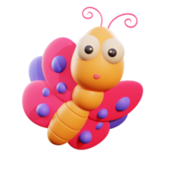 Cute butterfly 3d illustration png