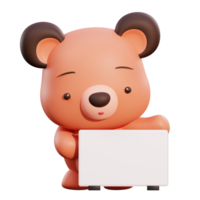 illustrazione 3d dell'orso carino png