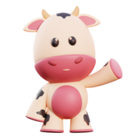 Cute cow 3d illustration png