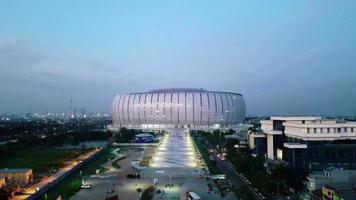 North Jakarta,Indonesia, 2022 - Beautiful aerial view of football stadium - Jakarta International Stadium. video