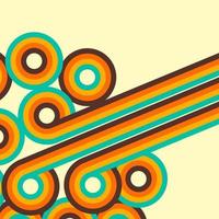 Abstract retro background, digital lines and circles, design70s, vector.