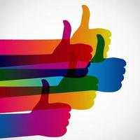 Hands with thumb up, like social media background, web network symbol, vector finger sign, icon design illustration.