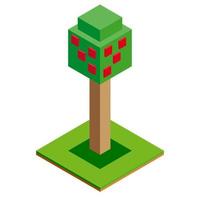 icono de árbol vectorial isométrico para bosque, parque, ciudad. constructor de paisajes para juegos, mapas, impresiones, ets. aislado sobre fondo blanco. vector