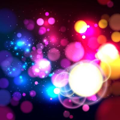 Bright colorful abstract background with defocused light bokeh.