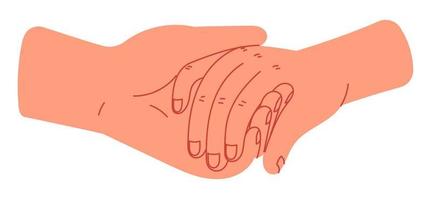 Hand holds the hand symbolizing care and help. vector