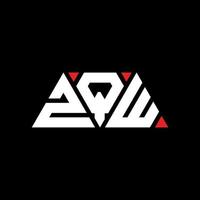 ZQW triangle letter logo design with triangle shape. ZQW triangle logo design monogram. ZQW triangle vector logo template with red color. ZQW triangular logo Simple, Elegant, and Luxurious Logo. ZQW