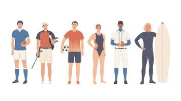 A group of sportsmen. Team and individual sports vector