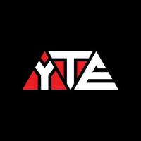 yte diseño de logotipo de letra triangular con forma de triángulo. monograma de diseño de logotipo de triángulo yte. plantilla de logotipo de vector de triángulo yte con color rojo. yte logo triangular logo simple, elegante y lujoso. yte