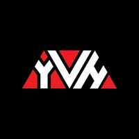 YVH triangle letter logo design with triangle shape. YVH triangle logo design monogram. YVH triangle vector logo template with red color. YVH triangular logo Simple, Elegant, and Luxurious Logo. YVH