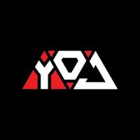 YOJ triangle letter logo design with triangle shape. YOJ triangle logo design monogram. YOJ triangle vector logo template with red color. YOJ triangular logo Simple, Elegant, and Luxurious Logo. YOJ