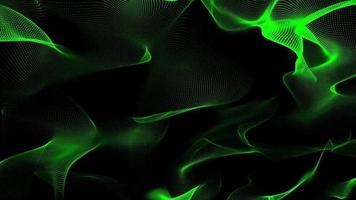 Abstract video with green flowing particle waves