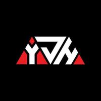 YJH triangle letter logo design with triangle shape. YJH triangle logo design monogram. YJH triangle vector logo template with red color. YJH triangular logo Simple, Elegant, and Luxurious Logo. YJH