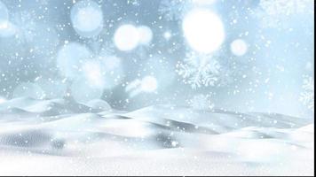 vidéo de neige tombant sur un paysage enneigé en hiver video