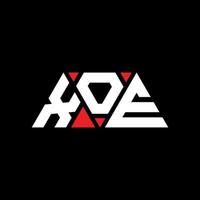 XOE triangle letter logo design with triangle shape. XOE triangle logo design monogram. XOE triangle vector logo template with red color. XOE triangular logo Simple, Elegant, and Luxurious Logo. XOE