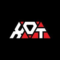 XOT triangle letter logo design with triangle shape. XOT triangle logo design monogram. XOT triangle vector logo template with red color. XOT triangular logo Simple, Elegant, and Luxurious Logo. XOT