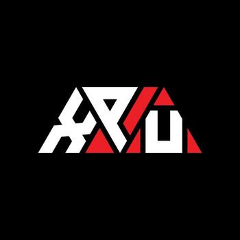 XPU triangle letter logo design with triangle shape. XPU triangle logo design monogram. XPU triangle vector logo template with red color. XPU triangular logo Simple, Elegant, and Luxurious Logo. XPU