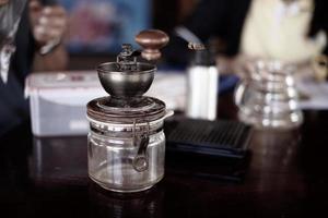 Manual coffee grinder. old coffee grinder photo