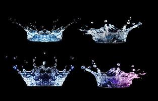 Collection of splashing water on a black background photo