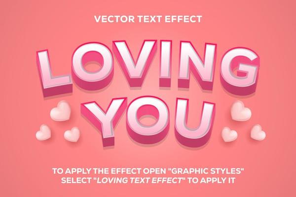 loving you vector text effect fully editable