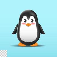 diseño aislado lindo del ejemplo del pingüino 3d vector