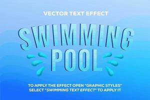 efecto de texto de vector de piscina totalmente editable