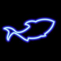 señal de neón azul de tiburón sobre fondo negro. ilustración vectorial vector