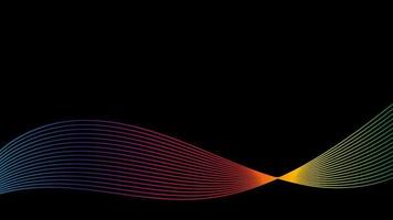 Abstract black background with smooth rainbow lines. Geometric minimalism with place for your design vector
