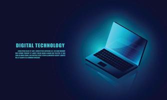 Laptop analysis processing.  structure isometric vector , Database. , Laptop icon on background.