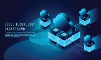 Cloud data storage 3d isometric infographic illustration, landing page layout, vector web template, Cloud technology concept