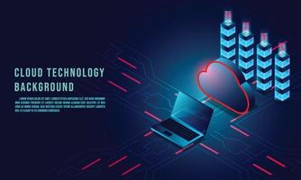 Cloud data storage 3d isometric infographic illustration, landing page layout, vector web template, Cloud technology concept