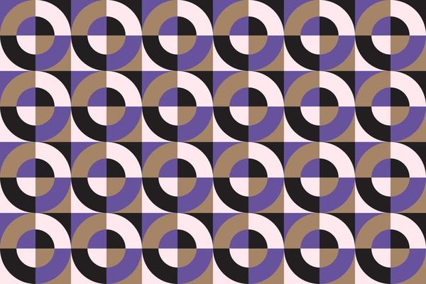Abstract circles, seamless pattern. Blue brown colored circles repeating pattern.