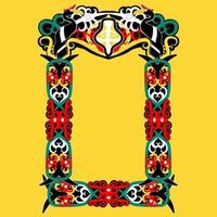 traditional Dayak tribe frame from central kalimantan indonesia vector