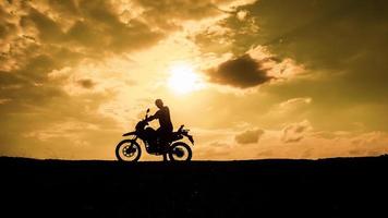 Tourists with motorcycles, motocross. Adventure tourists on motorcycles. men's holiday event ideas photo