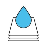 Printing color icon. Paper or fabric with paint drop. Isolated vector illustration