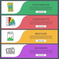 conjunto de plantillas de banner web de impresión. poligrafía y tipografía. plantilla de volante, paleta de colores, folleto, periódico. elementos del menú de color del sitio web. conceptos de diseño de encabezados vectoriales vector