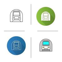 Metro icon. Subway, underground. Rapid transit. Flat design, linear and color styles. Isolated vector illustrations