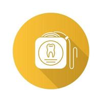 Dental floss flat design long shadow glyph icon. Teeth cleaning. Vector silhouette illustration