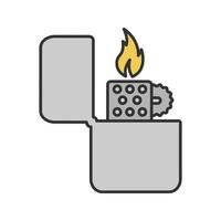 Flip lighter color icon. Cigarette lighter. Isolated vector illustration