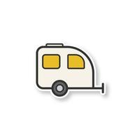 Camping trailer patch. Color sticker. Vector isolated illustration