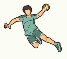 Handball Sport Player Jumping Action vector