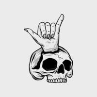 hand drawn skull with hand illustration for tshirt jacket hoodie can be used for stickers etc vector