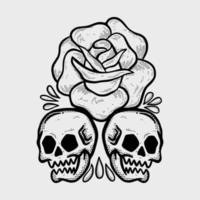 skull flower illustration vector for tshirt jacket hoodie can be used for stickers etc