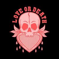 hand drawn skull love or death illustration for tshirt jacket hoodie can be used for stickers etc vector